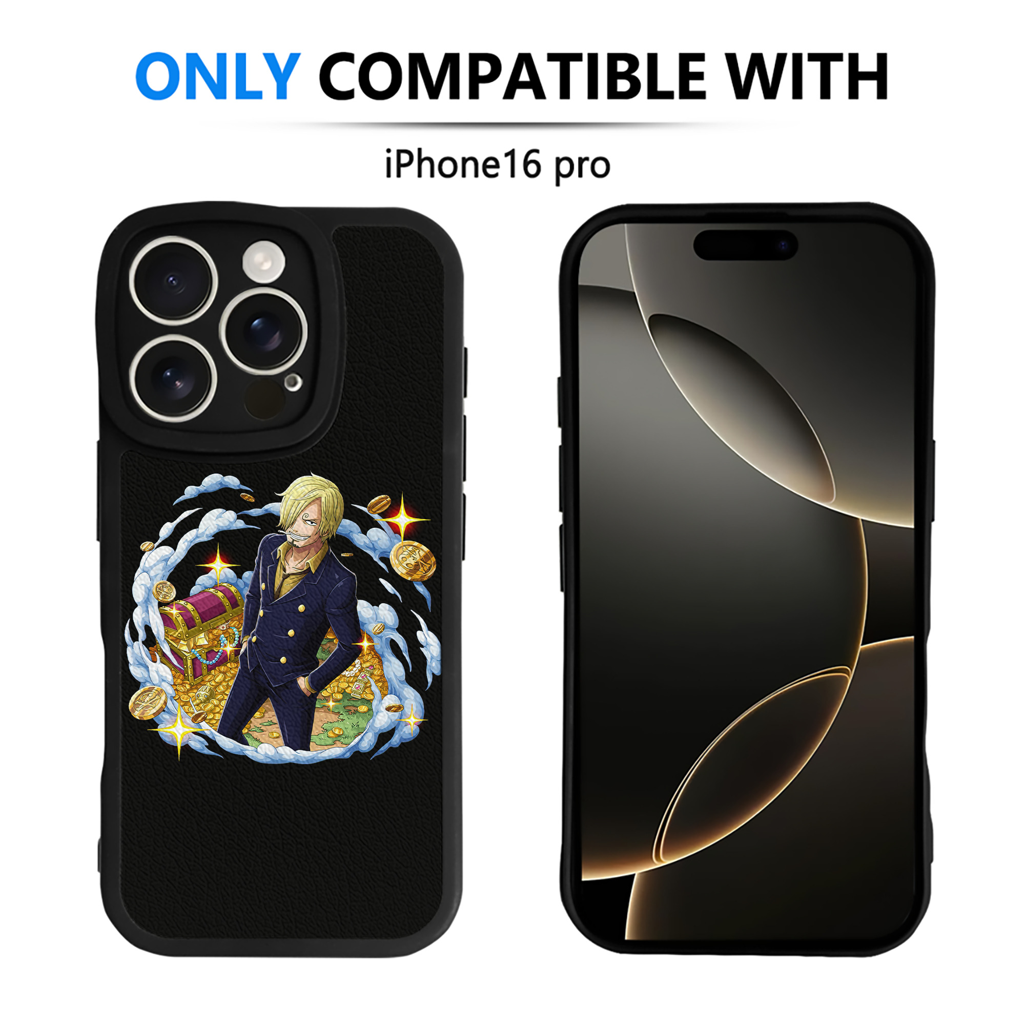 （画像用） ワンピース サンジ ONE PIECE Sanji 【iPhone 16シリーズ対応】シリコンスマホケース（レザー調） 材質：シリコン